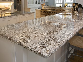 Countertop with a rounded edge.